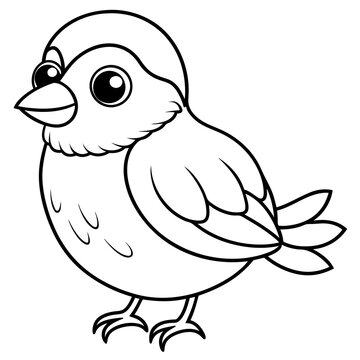 recommend clip art: single baby sparrow  line art vector