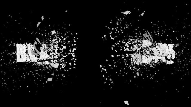 Alpha Channel Text Black Friday, black friday with forward movement accompanied by splashes, 4k video