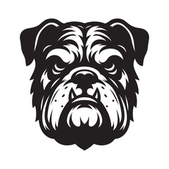 Angry Bulldog Face Vector Silhouette on White Background