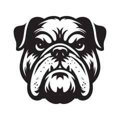 Angry Bulldog Face Vector Silhouette on White Background