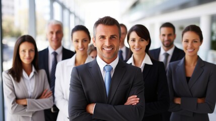 Obraz premium Portrait of successful businesspeople smiling at the camera
