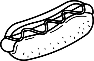 Hotdog Outline Illustration Vector