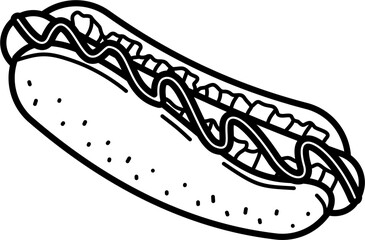 Hotdog Outline Illustration Vector