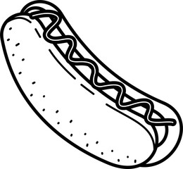 Hotdog Outline Illustration Vector