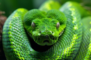 Fototapeta premium Close up of green snake.