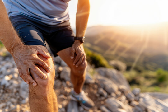 personne se plaignant d'une douleur aux genoux apr&egrave;s un effort physique