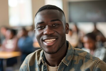 Obraz premium Smiling Young Man In Casual Classroom