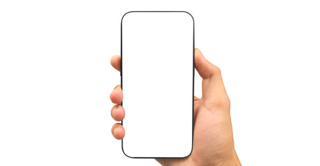 Hand holding smartphone device and touching screen