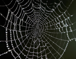 spider on web, spider web with dew drops, spider web with dew