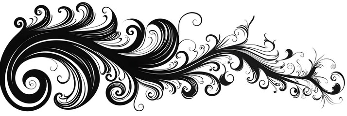 Cute Black Doodle Swirl Line Art Clipart Design