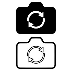 Button icon to switch cameras video call, Video calls icon, set of buttons template for mobile phone online app, ui. online apps, internet talk, vector illustration in black and white background.