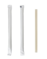 Biodegradable eco friendly drinking straw isolated on white background