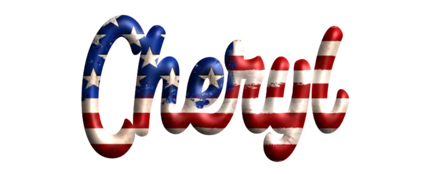 cheryl - Bandiera degli Stati Uniti - nome proprio - scrittura tubolare effetto tridimensionale - Grafica vettoriale - Parola auguri, banner, biglietti, stampe, cricut, silhouette, sublimazione	