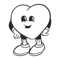 Heart character png, retro illustration, transparent background
