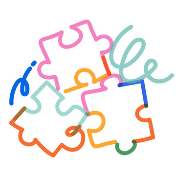 recommend clip art: Png puzzle pieces doodle line art, transparent background