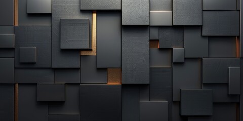 Abstract Black and Gold Geometric Wall