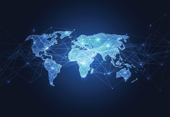 Global network connection. World map point and line composition concept of global business. Vector Illustration