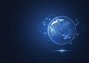 Global network connection. World map point and line composition concept of global business. Vector Illustration