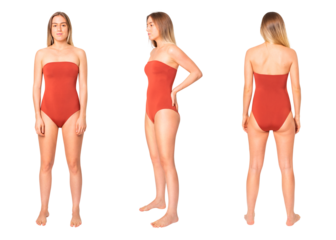 Woman in swimsuit png mockup one-piece summer apparel set