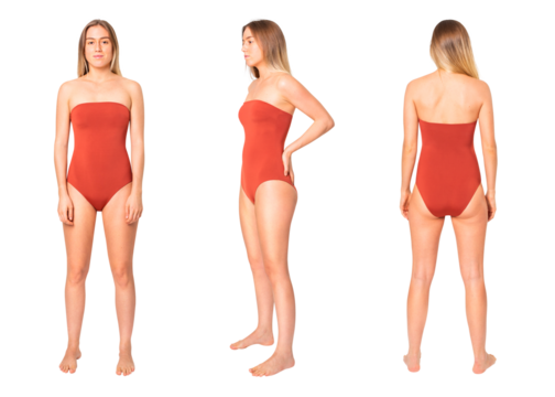 Woman in swimsuit png mockup one-piece summer apparel set