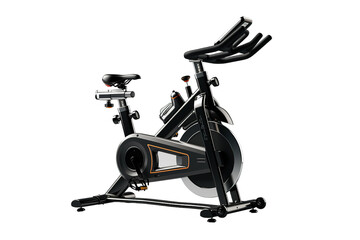A Black Indoor Cycling Bike Ready for a High Intensity Workout on a Clear PNG or White Background.
