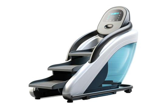 A Futuristic Home Stair Climber Machine for Fitness Enthusiasts on a Clear PNG or White Background.