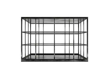 A Black Metal Cage Like a Modernist Architectural Model on a Clear PNG or White Background.