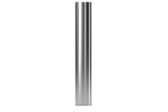 A Gleaming Silver Post Reflecting the Light on a Clear PNG or White Background.