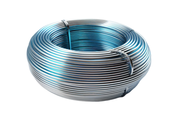 A Gleaming Coil of Silver and Blue Wire, Ready for Creation on a Clear PNG or White Background.