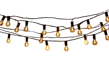 A String of Twinkling Lights Against a Blank Canvas on a Clear PNG or White Background.