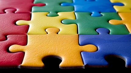 Fototapeta premium Colorful teamwork jigsaw puzzle abstract symbolizing collaboration in an engaging way