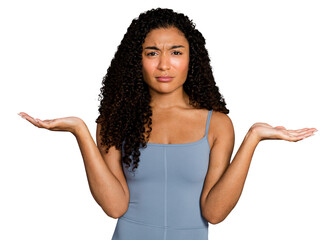 Confused woman png sticker, transparent background