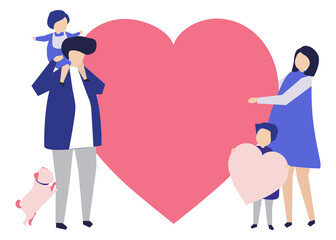 Happy family png cartoon clipart, family love illustration on transparent background