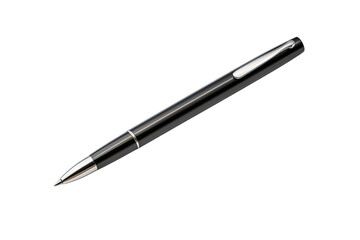 A Sleek Black Pen Resting On A Pure White Background on a Clear PNG or White Background.