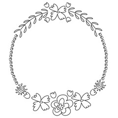 Hand drawn flower wreath transparent png