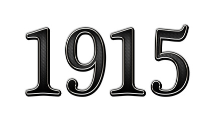 black metal 3d design of number 1915 on white background.