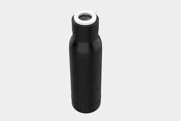 Smart Water Bottle for Travel for Hot and Cold Drinks. Temperature Display Water Bottle Double Wall Vacuum Insulated Stainless Steel.  3d illustration