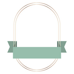 Gold frame with green ribbon banner transparent png