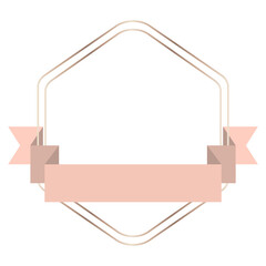 Gold frame with pink gold ribbon banner transparent png