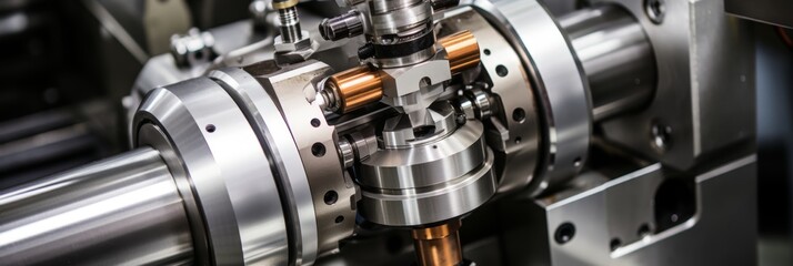 Cnc tool holder showcasing array of specialized tools, gleaming brilliantly in machine s light