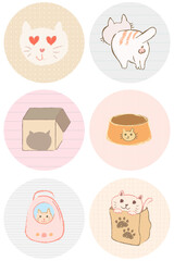 Cat story highlights icon set for social media transparent png