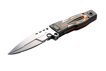 The Tactical Multi-Tool Knife: A Sleek And Versatile Design For Everyday Carry on a Clear PNG or White Background.