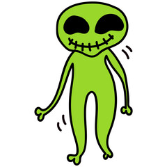 Cheerful green extraterrestrial mate design element