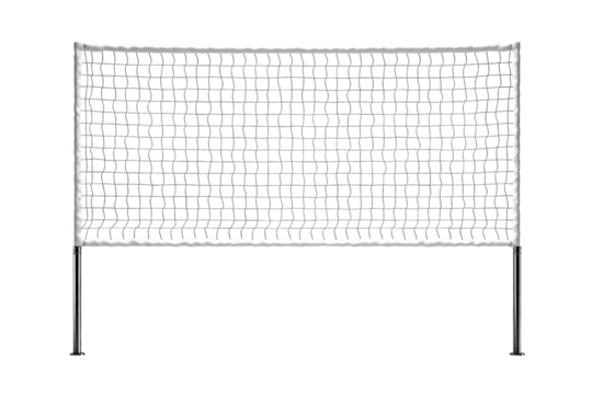 A Crisp White Volleyball Net Against a Clean White Background on a Clear PNG or White Background.