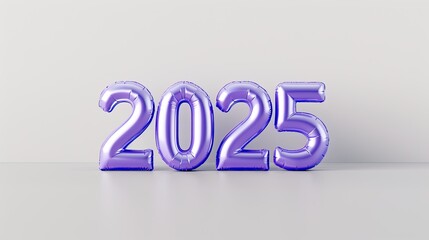 Lavender 2025 Balloons Against a White Wall