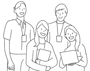 People PNG doodle happy colleagues illustration characters