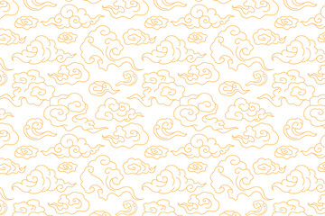 Cloud png pattern background wallpaper, gold oriental sticker illustration