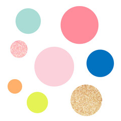 Circle shape png sticker, cute pastel glitter, geometric clipart set