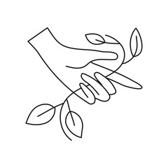 Line art tattoo png logo, aesthetic hand sticker collage element