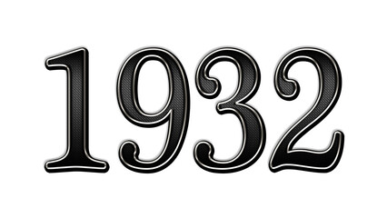 black metal 3d design of number 1932 on white background.